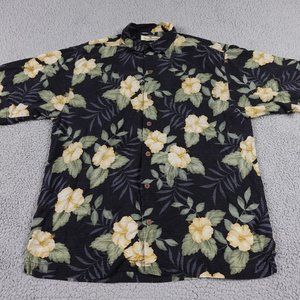 Tommy Bahama 100% Silk Hawaiian Shirt Mens Medium Short Sleeve Button Up Collar